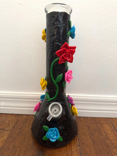 12.5” Premium Glass Water Hookah Thick Art Floral Vines 14mm picture