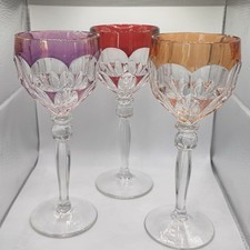 Vintage Hofbauer Crystal 24% Crystal Wine Glasses 1960s-1970s MCM Multicolored   picture