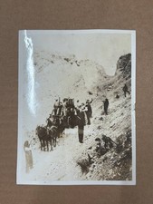 Vintage Sepia Photograph Stagecoach Holdup Robbery Scene Horses Old West picture