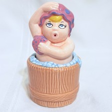 Vintage Russ Woman Washing Bathtub Bubbles Novelty Salt & Pepper Shakers 1990s picture