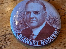 Herbert Hoover Political Campaign Pinback Button - Elections & Politics vtg picture