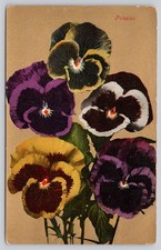 Vintage Pansies Floral Postcard Printed in Great Britain Early 1900s Litho picture