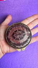 Vintage Gold Tone Round Powder Compact w/ Mirror & Powder Puff picture