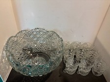 Vintage L. E. Smith Glass Daisy and Button Punch Bowl Set And 18 Cups picture