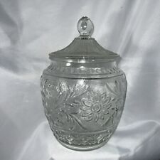 Collectible Vintage Anchor Hocking Sandwich Clear Crystal Cookie Jar Canister picture