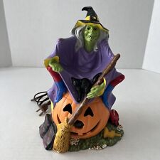 Witch JOL Pumpkin Cat Halloween Figurine Ceramic Vintage picture