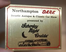 VINTAGE NORTHAMPTON MA. DARE ANTIQUE CAR SHOW  DASH PLAQUE SIGN picture