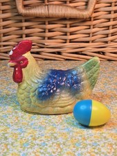 Vtg Composition Hen Candy Container Easter Decor Germany US Zone Style Chalkware picture