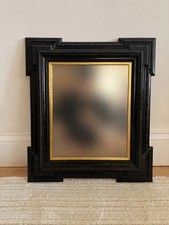 Ebonized Dutch Ripple Frame Antique Mid 19th Century Black Hand Carved Rare Wood picture
