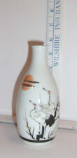 Vintage Vase Sake Pitcher Orange White Bird Crane Porcelain Japan 5.5