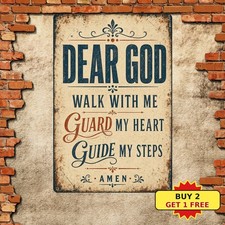 Dear God Protect Prayer Sign Inspirational Christian Metal Tin Sign 8x12 picture