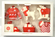 2023 Target WONDERSHOP Ceramic Christmas Ornament Set - Bullseye Theme 6pc NEW picture