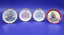 Lot 4 Vintage Limoges France Porcelain Mini Plaques Ships Fontainebleau picture
