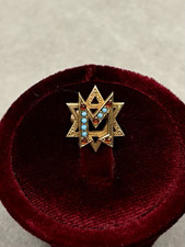 Vintage 10K Gold Delta Sigma Delta Fraternity Pin Pendant with Garnet Turquoise picture