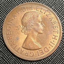 1965 UK Penny Coin Young Elizabeth Copper Collectible Vintage Coin picture