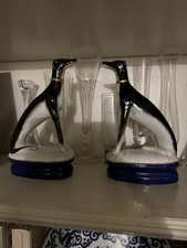 Set of 2 Vintage Greyhound Whippet Dogs Figurines Black White Blue Unmarked picture