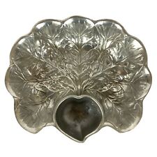 Wilton Armetale Majolica Chip & Dip Radish Cabbage Leaf Serving Bowl Pewter picture
