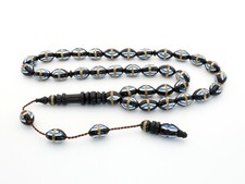 Brass inlay decorated kuka tree 33 Islamic Prayer Beads Misbaha Tesbih 201229 picture
