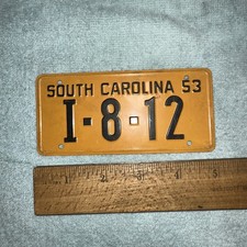 Vintage Bicycle License Plate 1953 South Carolina. Cereal Box Prize picture