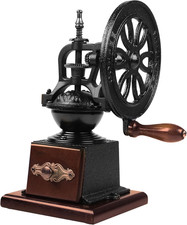 Vintage Hand Crank Cast Iron Coffee Grinder with Flywheel Mechanism picture