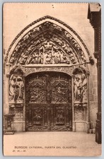Burgos Cathedral Cloister Door Spain Antique Sepia Photo Postcard H.M.-M. C299 picture