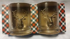North Pole South 2 Cocktail 12 Oz Glasses Double Old Fashioned Deer Holiday HB picture
