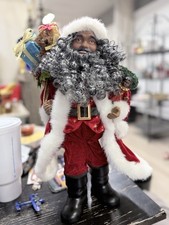 HTF Home Interiors African American Christmas Santa Figure Stands 18” tall picture