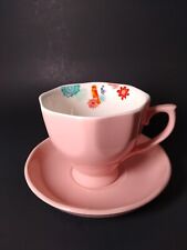 Chumbak India Coffee Tea Cup And Saucer Set Pink W/Birds & Flowers picture