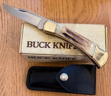 STUNNING VINTAGE BUCK 110 STAG KNIFE NEVER USED IN BOX N16A picture