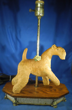 Rare Vintage Dannyquest Lakeland Terrier Dog Lamp Statue Figurine W/ Wood Base picture