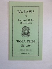 TIOGA TRIBE 289 LOCKPORT NY Improved Order of Red Men IORM By-Laws 1938 Indian picture