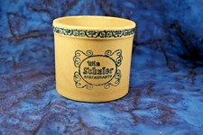 Vintage Stoneware Crock, Advertising, Win Schuler Restaurants, 4X4 inches picture