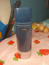 Vintage Thermos Vacuum Bottle Model 2480 King Seeley 1 Lt Stainless Steel Blue picture