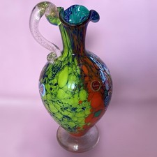 Murano Millefiori Made in Italy Fluorescent Color Venetian Glass Flower Vase picture