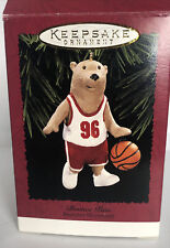 1996 Hallmark Keepsake Ornament Bounce Pass Bear Basketball In Box picture