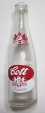 Vintage COTT Soda Bottle Clear Glass 7 Oz 1960s Red White Manchester NH NICE picture