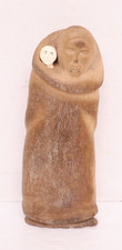 VTG Native INUIT Figure Fossilized BUFFALO BONE CARVED ESKIMO Northwest Coast picture