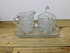 Anchor Hocking Wexford Diamond Cut Cream and Sugar & Tray Set picture