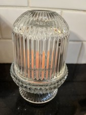 Vtg 1970’s Homco Clear Ribbed Glass Fairy Light Lamp 6.5” Stamped 2-Pc Brilliant picture