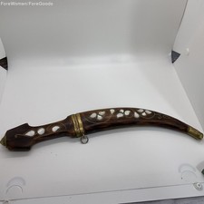 VTG./ANTIQUE Wood Curved Mother of Pearl Inlay Ottoman Style Dagger- 15