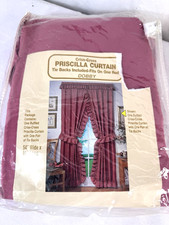 Vtg New Ruffled Priscilla Curtains Dobby  81x54