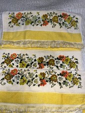 3-Vtg JC Penney Fashion Manor Bath Towels Yellow Pansies  picture