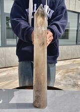 10LB Natural tea black crystal pillar mineral specimen restores spiritual energy picture