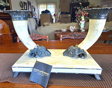 MAITLAND-SMITH HANDMADE CARVED RAM HORN TESSELLATED OXEN TILES RARE METAL picture