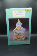 Easter Jubilee Porcelain Bunny Church House Village With Box Vintage 90's Kmart picture