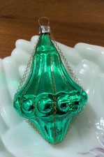 RARE Vtg Antique Wire Wrap MERCURY GLASS Chandelier Lantern ORNAMENT W Germany picture