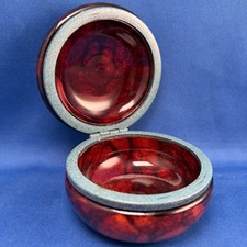 Italian Genuine Red Alabaster Hand Carved Dresser Box Trinket Vintage  picture