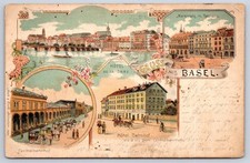 Antique Switzerland Postcard BASEL Centralbahnhof Hotel 1903 picture