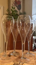 4 Veuve Clicquot Prestige Crystal Champagne Flutes - Tulip Glasses Hollow Stem picture