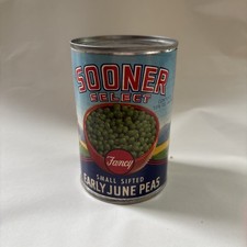 Vintage Sooner Select Early June Peas Advertising Tin Ozmun Co Oklahoma City, OK picture